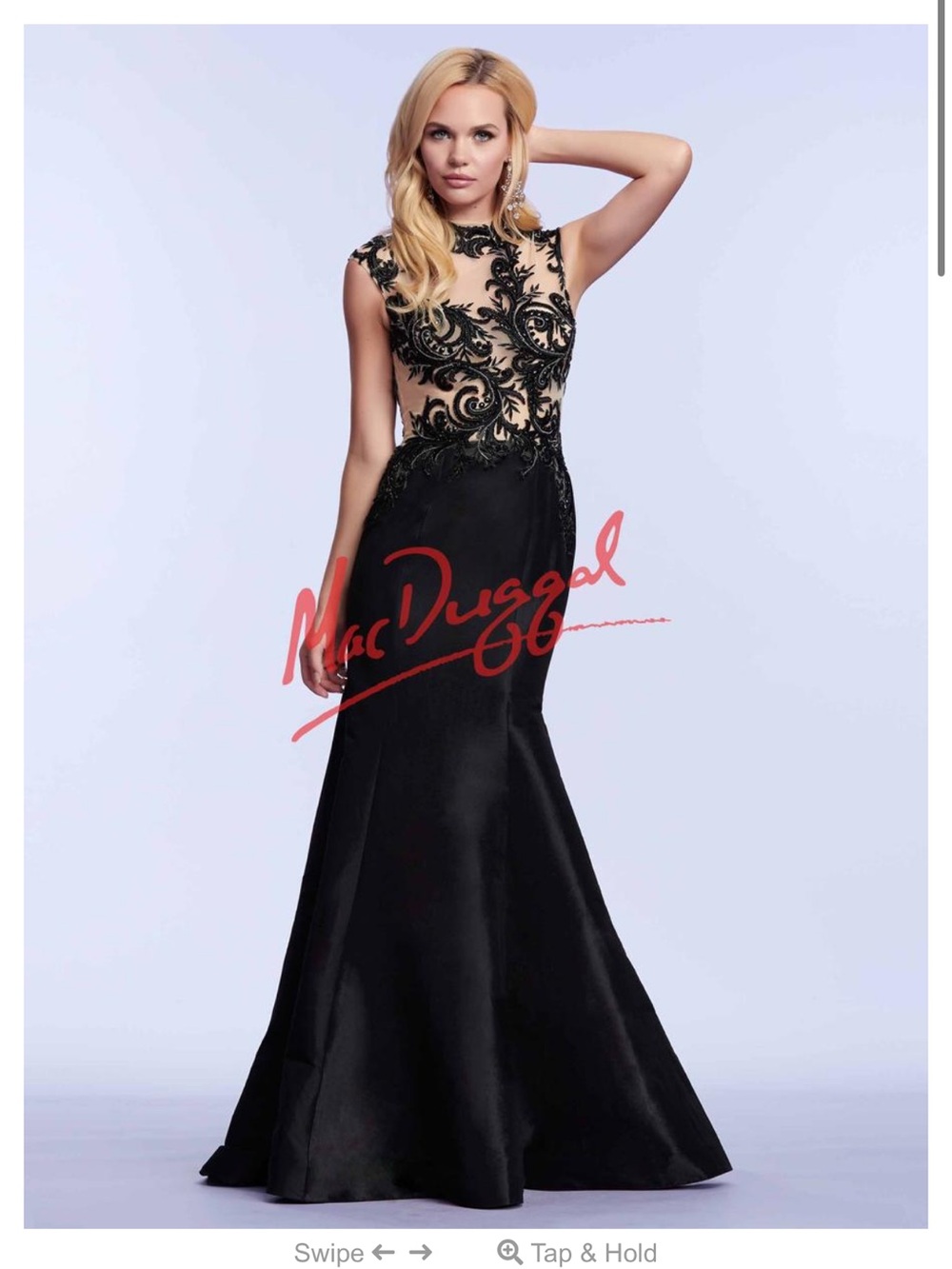 Mac Duggal Black & Ivory Embroidered Sequin Prom Dress